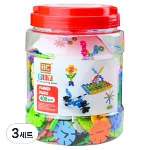 토이토 DIY 플라워 디스크 눈꽃 블럭 눈송이 빌딩 블록 400p 세트, 3세트, 혼합색상