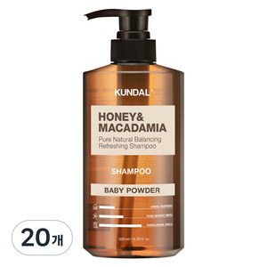 쿤달 허니 앤드 마카다미아 네이처 샴푸 베이비파우더향, 500ml, 20개