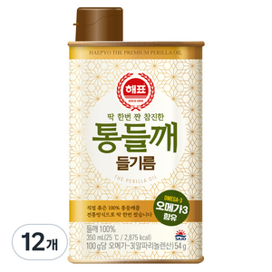 해표 통들깨 들기름, 12개, 350ml