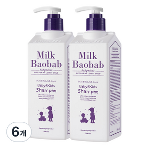 밀크바오밥 베이비&키즈 샴푸 풍선껌향, 500ml, 6개
