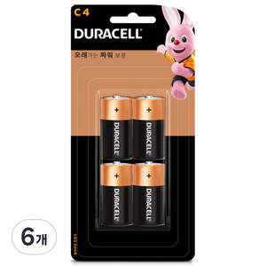듀라셀 알카라인 C형 건전지, 4개입, 6개