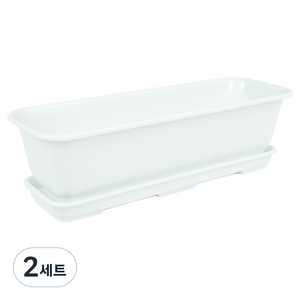 식스파머스 튼튼한 세라믹 느낌 베란다 야채 키우기 화분 + 받침대 세트 2호, 화이트, 2세트