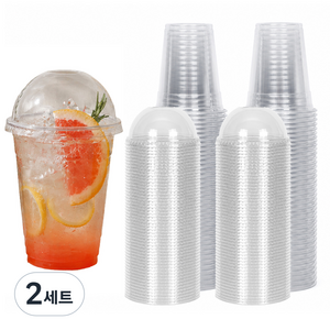 생활을그리다 투명 PET 아이스컵 + 돔뚜껑, 410ml, 100개입, 2세트