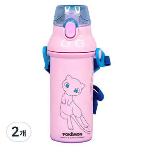 릴팡 포켓몬스터 앵커 원터치 어깨끈 물통, 뮤, 480ml, 2개