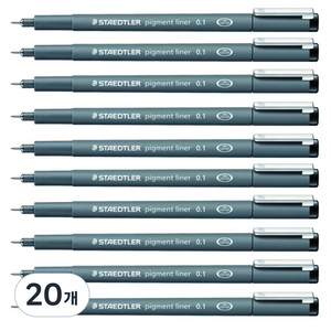 스테들러 피그먼트 라이너 308 잉크펜 0.1mm, 블랙, 20개