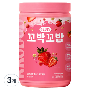꼬박꼬밥 플러스 단백질 쉐이크 딸기라떼, 600g, 3개