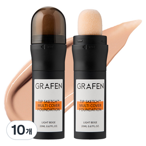 그라펜 팁 스케치 멀티 커버 파운데이션 20ml, 21호 라이트 베이지, 10개