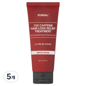 쿤달 텐엑스 카페인 모발강화 탈모 트리트먼트 화이트머스크향, 200ml, 5개