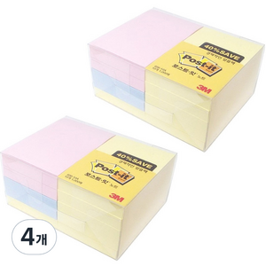 포스트잇 노트 알뜰팩 656-10A, 노랑 + 분홍 + 파랑, 1000매, 4개