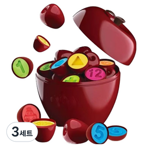 조이키즈 유아용 사과 케이스 + 도형맞추기 12p 세트, 3세트, 혼합색상