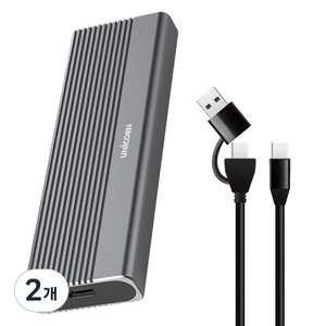 유니콘 NVMe M.2 SSD외장케이스 Gen2.10Gbps A+C타입, 2개, SM-700P