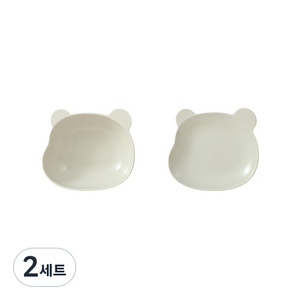 오체어스 곰돌이 도자기 디저트 요거트 접시 2종세트, 크림, 볼 + 접시, 2세트
