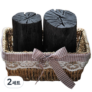 행복한세상 직사각바구니 + 숯 1kg, 2세트