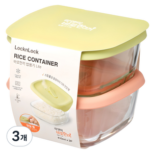 락앤락 바로한끼 밥용기 라이트 410ml 2종 세트, 혼합색상, 3개