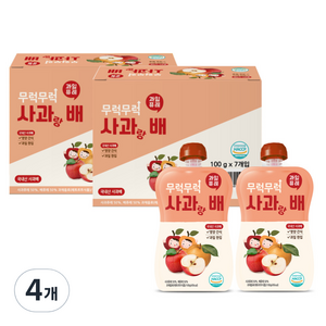 이유케어스 무럭무럭 과일 퓨레 사과랑 배 100g x 7p, 사과 + 배 혼합맛, 4개, 700g