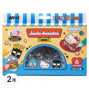 아모스 아모스x산리오 글라스데코 썬데코 캐릭터즈, 빨강, 노랑, 민트색, 하늘색, 흰색, 검정(글라스데코), 2개