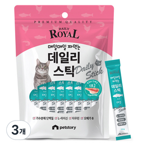 펫스토리로얄 펫스토리 고양이 프리미엄 데일리스틱 짜먹이는 간식 30p, 대구, 450g, 3개