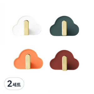 센스라이프 접착식 파워 후크 4종 세트, 화이트 + 녹색 + 오렌지 + 레드, 2세트