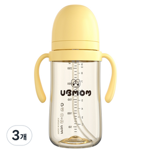 유비맘 시그니처 빨대컵, 280ml, 3개, 바나나