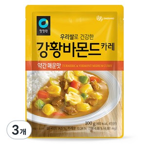 청정원 우리쌀 강황바몬드 카레 약간 매운맛, 100g, 3개