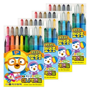 지구화학 뽀로로 미니 색연필, 16색, 4개