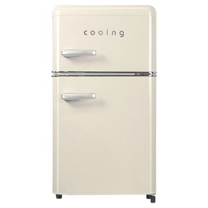 쿠잉전자 레트로 미니 80L 2도어 냉장고, 크림(REF-D85C), REF-D85C