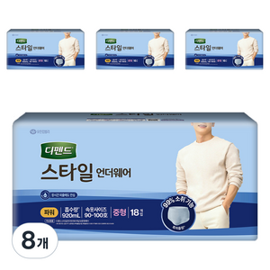 디펜드 남성용 스타일 언더웨어 성인기저귀 파워, 중형, 18개입, 8개