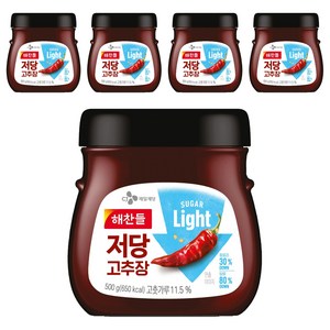 해찬들 저당 고추장, 500g, 5개