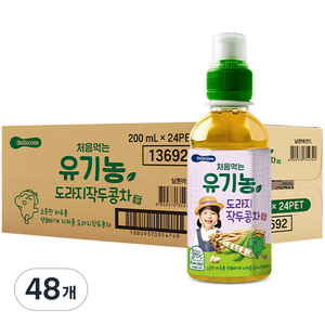 베베쿡 처음먹는 유기농 도라지 작두콩차, 200ml, 48개, 혼합맛(도라지/작두콩), 48개
