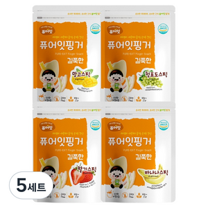 퓨어잇 핑거 길쭉한 과일스틱 30g x 4종 세트, 5세트, 혼합맛(바나나, 딸기, 청포도, 망고)
