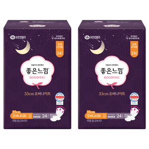 좋은느낌 오리지널 생리대 날개형, 오버나이트, 24개입, 2개