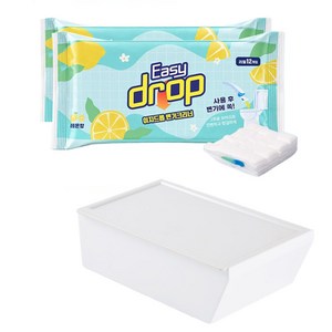 이지드롭 일회용 변기크리너 리필 12p x 2개 + 전용 보관 케이스 세트 레몬향, 1세트