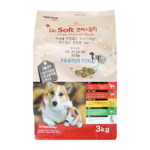 더독 전연령 강아지 닥터소프트 사료 감자, 연어, 3kg, 1개