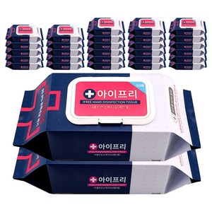 아이프리 더 클린 손소독 티슈 캡형, 50매, 30개