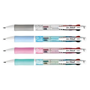 제트3볼 다색펜 0.7mm, 하양 + 하늘 + 분홍 + 민트, 1세트