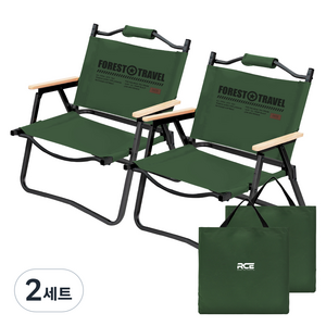 로티캠프 접이식 경량 로우 캠핑 의자 2p + 전용가방 2p 세트, 진그린, 2세트