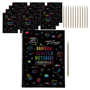 아이비스 4000 레인보우 스크래치노트 SP + 전용나무펜, 190 x 260 mm, 16매, 12개