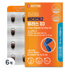 일양약품 프라임 비타민K2 플러스 D3 9g, 6개, 60정