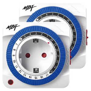 엠비에프 24시간 절전형 타이머 콘센트 스위치 1구 MBF-TSW24A, 78mm, 혼합색상, 2개