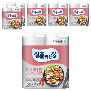 잘풀리는집 천연펄프 키친타올, 4롤, 6개