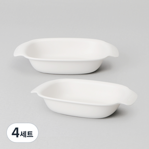 나인웨어 국산 프렌즈 사각 파스타 볼 2P, 아이보리, 4세트