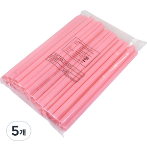 스트로우 버블티용 하트빨대 핑크 지름 12mm x 길이 25cm, 50개입, 5개