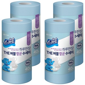 스카트 하루한장 THE 버블 항균 수세미, 스카이블루, 40개입, 4개
