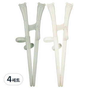 에디슨 스스로 미니 젓가락 2종 세트 곰돌이, MINT, IVORY, 4세트