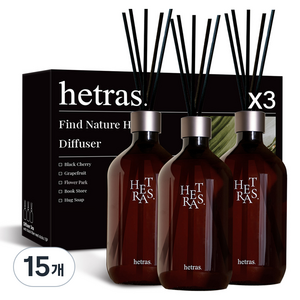 헤트라스 대용량 디퓨저, 플라워파크, 500ml, 15개