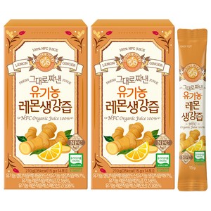 홀베리 그대로 짜낸 유기농 레몬 생강즙 14p, 210g, 2개
