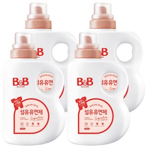 비앤비 섬유유연제 자스민 앤 로즈 본품, 1.5L, 4개