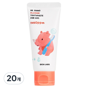 에이카랩스 고불소 빨간 코뿔소 어린이 치약 사과향 1450ppm, 60g, 20개