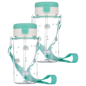 에디슨 프렌즈 흘림방지 에코젠 빨대컵, 350ml, 2개, 공룡에디노