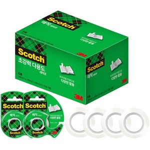 쓰리엠 스카치 매직테이프 디스펜서 2개 + 리필 4롤 18mm x 20m, 반투명, 1세트